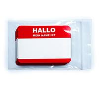 Hallo Mein Name ist.. German Name Plate Sticker Pack, 50 Pieces, 10.5 cm x 7.4 cm