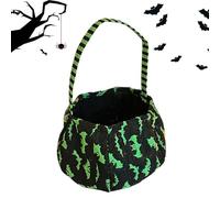 Hallo-ween Children's Candy Basket, Hallo-ween Candy Bucket, Trick-or-Treat Tote Bag, Lightweight Luminous Felt Material, Easy-Carry Handle Design, 1 Piece For Kids Night Adventure Cosplay Festival