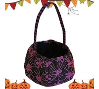 Hallo-ween Children's Candy Basket, Hallo-ween Candy Bucket, Trick-or-Treat Tote Bag, Lightweight Luminous Felt Material, Easy-Carry Handle Design, 1 Piece For Kids Night Adventure Cosplay Festival