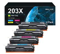 HALLOLUX 203X Toner Cartridge Replacement for HP CF540X CF541X CF542X CF543X Compatible for Color Laserjet Pro MFP M254dw M254dn M254nw M280nw M281fdn M281fdw M281cdw(Black Cyan Magenta Yellow,4 Pack)