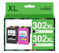 HALLOLUX 302XL Ink Cartridges Combo Pack Black and Tri-Colour Replacement for HP 302 XL for Deskjet 1110 2130 2134 3630 3632 3634 Officejet 3830 3834 4650 4651 4652 Envy 4520 4521 4522 4523 (2-Pack)