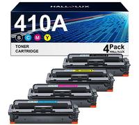 HALLOLUX 410A Compatible Toner Cartridges Replacement for HP CF410A 410X CF410X for Color LaserJet Pro M477fdw M477fnw M477fdn M452nw M377dw M452dn M452dw M477dw (Black Cyan Magenta Yellow, 4-Pack)