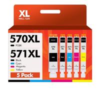HALLOLUX 5-Pack 570XL 571XL Ink Cartridges High Yield Replacement Canon PGI-570XL CLI-571XL Compatible w/PIXMA MG5700 MG5750 MG5751 MG6851 TS5050 TS5051 TS6050 MG7750 MG6800 MG6850 (PGBK/B/C/M/Y)