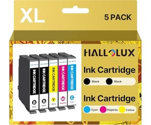 HALLOLUX 604XL 5-Pack Ink Cartridges Multipack High Yield Compatible for Epson 604 XL for XP-2200 XP-2205 XP-3200 XP-3205 XP-4200 XP-4205 WF-2910DWF WF-2930DWF WF-2935DWF(Black Cyan Magenta Yellow)