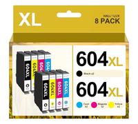 HALLOLUX 604XL Ink Cartridges 604 XL Compatible with 604 Ink Cartridges Multipack for XP 2205 Cartridges for XP3200 XP2200 XP 4200 XP3205 XP4205 Workforce WF2930 (8 Pack)