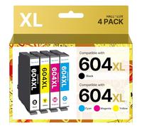 HALLOLUX 604XL Ink Cartridges Multipack High Yield Compatible for Epson 604XL 604 XL for XP-2200 XP-2205 XP-3200 XP-3205 XP-4200 XP-4205 WF-2910DWF WF-2930DWF WF-2935DWF (Black Cyan Magenta Yellow)