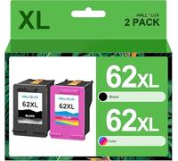 62XL High Yield Ink Cartridges Combo Pack Black and Tri-colour Replacement for HP 62 XL Compatible for Envy 5540 5541 5542 5544 5546 5640 5642 5644 5646 7640 OfficeJet 200 250 5740 5742 5744 (2-Pack)