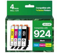 HALLOLUX 924 Ink Cartridges Replacement for HP 924 924e Multipack Compatible with HP OfficeJet Pro 8120 8122e 8123e 8124e 8125e 8130e 8132e 8133e 8134e 8135e 8138e 8139e (No Chip, B/C/M/Y, 4 Pack)
