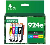 HALLOLUX 924e Ink Cartridges with Chip Compatible with HP 924XL Ink, 4-Pack