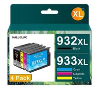 HALLOLUX 932XL 933XL Ink Cartridges Compatible for HP 932 933 Ink for HP Officejet 6100 6600 6700 7110 7510 7610 7612 Multifunction Inkjet printer (Black Cyan Magenta Yellow, 4 Pack)