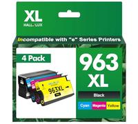HALLOLUX 963XL Ink Cartridge Multipack Compatible for HP 963XL 963 XL for OfficeJet Pro 9010 9012 9013 9020 9014 9022 9025 9019 9015 9018 9016 9018 9026 9028 (4-Pack Black/Cyan/Magenta/Yellow)