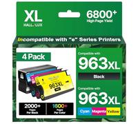 HALLOLUX 963XL Ink Cartridge Multipack Compatible for HP 963XL 963 XL for OfficeJet Pro 9010 9012 9013 9020 9014 9022 9025 9019 9015 9018 9016 9018 9026 9028 (4-Pack Black/Cyan/Magenta/Yellow)