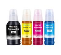 HALLOLUX Ink Bottles Compatible for Epson Ink Bottles for Epson EcoTank ET-14100 1810 2710 2711 2712 2714 2715 2720 2721 2726 2810 2811 2812 2814 Printers. (4-Pack Black, Cyan, Magenta, Yellow)