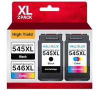 HALLOLUX PG-545XL CL-546XL Ink Cartridges, BK/C/M/Y multipack, Replacement for Canon 545 and 546 XL for Pixma MG3050 MG2500 MG2550S TS3150 TS3350 MG2555S TR4550 MG2950 MG2450 MG3053 MX495
