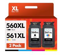 HALLOLUX PG-560XL CL-561XL Multipack Ink Cartridges Use for Canon 560XL 561XL for Pixma TS5350 TS5351 TS7450 TS7451 TS5352 TS5353 (2 Pack, Black and Tri-colour)