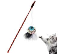 Hallooween Caat Fun Stick - Playful Hallowween Pumpkin Feathered Teasing Toy | Colorful Caaaat Wand Toys | Interactive Kitten Teaser Chaser Suitable For Pet Entertainment And Playtim