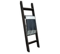 Hallops Blanket Ladder 5 ft. Premium Wood Rustic Decorative Quilt Ladder. Black Vintage Wooden Decor. Blankets Holder Rack (Black - Thick)