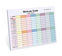 Halloscume 1 Pack 60 Sheets Mexican Train Score Pads Colorful Chicken Foot Dominoes Game Scorepad Adults Mexican Train Score Sheets Scoreboard Paper Record Clearly for Family Fun Game Night Travel