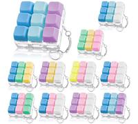 Halloscume 10 Pcs Keyboard Adult Fidget Clicker 9-in-1keyboard Fidget Keychain Cube Mechanical Key Button Clicker Stress Relief Gift for Office Home to Pass The Time (Macaron Color)
