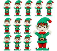 Halloscume 12 Pcs Mini Christmas Elf Figurines Mini Elves Figurines to Hide Tiny Rubber Christmas Ornaments for Gifts Home Kitchen Table Decorations (Primary Color)
