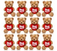 Halloscume 12 Pcs Valentine's Day Bear Small Cute Stuffed Animal Bear Bulk 8 Inch Mini Plush Keychain Toys for Valentine Gift Party Favor Girlfriend Wedding Anniversary(Brown,Heart Style)