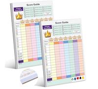 Halloscume 2 Pack Five Card Games Crowns Score Pad, Replacement Score Sheets Book, Tracks 7 Players at Once, 160 Pages Total, 8.2x5.5 Inch Double Sided Pads, Family Game Night Accessory