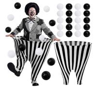Halloscume 22 Pcs 22 Pcs Granny Pants Yard Game Set Include Granny Pants and Balls Giant Pant Outdoor Party Activities for Families Outdoor and Indoor Games (Circus,Black,White)