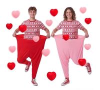 Halloscume 22 Pcs Giant Pants Outdoor Game Valentine's Day Fight Set Include 2 Granny Pants and 20 Pink and Red Heart Shaped Balls Valentine Party Activities for Families Yard Outdoor and Indoor Games