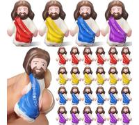 Halloscume 24 Pcs 48 Pack Little Jesus Figures Slow Rising Toys Christian Rubber Figures Bulk Mini Jesus Love You Stress Relief Toys for Sunday School Vbs Religious Stuffers Fillers Gifts