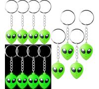 Halloscume 25 Pcs Mini Alien Figures Keychains Glow in The Dark Little Tiny Aliens Figurines Keychain Goodie Bag Piñata Stuffers Halloween Space Party Favors Treasure Boxes