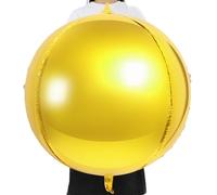 Halloscume 3 Pcs 32 Inch Metallic Gold Foil Giant Balloons 4D Round Ball Large Holographic Balloons for Birthday Wedding Anniversary Party Backdrop Decorations