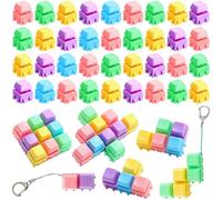 Halloscume 36 Pcs Adult Modular Keyboard Fidget Toy Assemble Your Own Keychain Clicker Fidget DIY Mechanical Key Button Clicker Relief Stress Gifts Bulk for Adult Work Travel Home
