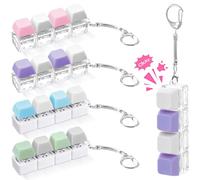 Halloscume 4 Pcs Keyboard Adult Fidget Clicker 4-in-1 Keyboard Fidget Keychain Cube Mechanical Key Button Clicker Stress Relief Gift for Office Home to Pass The Time (Alternating Colors)