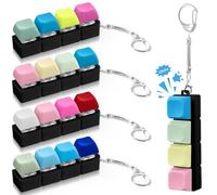 Halloscume 4 Pcs Keyboard Adult Fidget Toy Clicker Toy 4-in-1 Keyboard Fidget Keychain Cube Mechanical Key Button Clicker Stress Relief Gift for Office School Home to Pass The Time (Candy Colors)