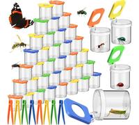 Halloscume 48 Pack Insect Bug Viewer Kit for Kids with Tweezers Explorer Outdoor Set Bug Catcher Containers for Insects Magnifying Box Observation Kit for Science Nature Exploration Collecting