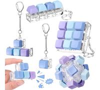 Halloscume 5 Pcs Keyboard Adult Fidget Clicker in 5 Styles Keyboard Fidget Keychain Cube Mechanical Key Button Clicker Stress Relief Gift for Office Home Pass Time(Blue Purple)