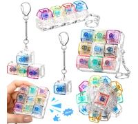 Halloscume 5 Pcs Keyboard Adult Fidget Toy Clicker Toy in 5 Styles Keyboard Fidget Keychain Cube Mechanical Key Button Clicker Stress Relief Gift for Office Home Pass Time(Color Transparent)