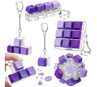 Halloscume 5 Pcs Keyboard Fidget Clicker Keychains in 5 Styles, Back to School Gift Fidget Mechanical Button Clicker Stress Relief Gift for First Day of School Office Home(Purple Gradient)