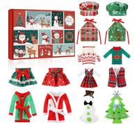 Halloscume Christmas Elf Clothes Advent Calendar 2025 12 Day Xmas Countdown Calendar Including 12 Pcs Elf Accessories Cute Sweater Skirt Clothes for Xmas Party Favors Holiday Decors Festival Gifts