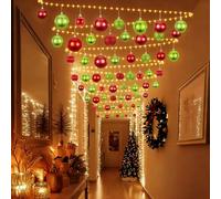 Halloscume Christmas Hallways Ceiling Lights Decorations Kit Includes 41 Pcs Balls Ornaments 65ft LED String Lights with 200 LEDs and Hooks Christmas Decor for Holiday Party(Multicolored)