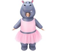Halloscume Halloween Inflatable Costumes for Adult Funny Full Body Dancing Hippo Blow up Suit with Tutu Animal Couple Costumes for Halloween Cosplay Themed Parties Carnival Events One Size