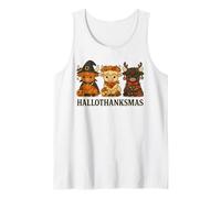 Hallothanksmas Highland Cow Trio Halloween Thanksgiving Tank Top