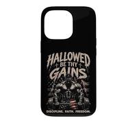 Hallowed Be Thy Gains Weightlifting Fitness USA Bodybuilder Case for iPhone 13 Pro