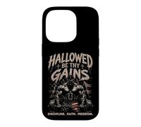 Hallowed Be Thy Gains Weightlifting Fitness USA Bodybuilder Case for iPhone 14 Pro