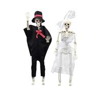 Hallowee 2 in 1 Halloween Ornaments Halloween Skeleton Set 40CM Life Size Skeleton Posable The of The Bride and Groom Decoration Baby Second (Black, One Size)