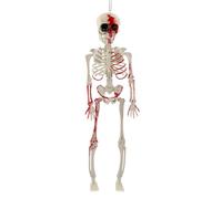 Hallowee Halloween Decoration Outdoor Skeleton, 16" Plastic Posable Skeleton with Movable Joints, Small Hanging Skeletons for Halloween, Props Loon Ornament (A, 40x13x5cm)
