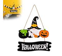 Hallowee Halloween Wood Hanging Sign Trick Or Hanging Sign The Witch Is In Pumpkin Halloween Welcome Plaque Wreath For Indoor Outdoor Reusable Party (Orange, One Size)