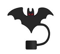 Halloweeen 3D Halloween Bat Straw Covers Cap for Cup Silicone Reusable Straw Toppers Funny Cute Bat Design Party Drink Accessories 10mm Tips Lids (Black, One Size)