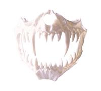 Halloweeen Half Facemask Tiger Ye Yaksha God Tengu Black Tortoise PC Skeleton Scary Cosplay Costume Prop for Halloween Party (White, One Size)