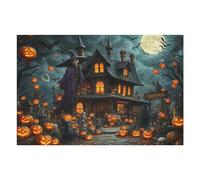 Halloween 1000 Piece Jigsaw Puzzle for Adults - Spooky Haunted House with Pumpkins & Witches Challenging Fall Decor Puzzle & Unique Gift Idea for Halloween Enthusiasts